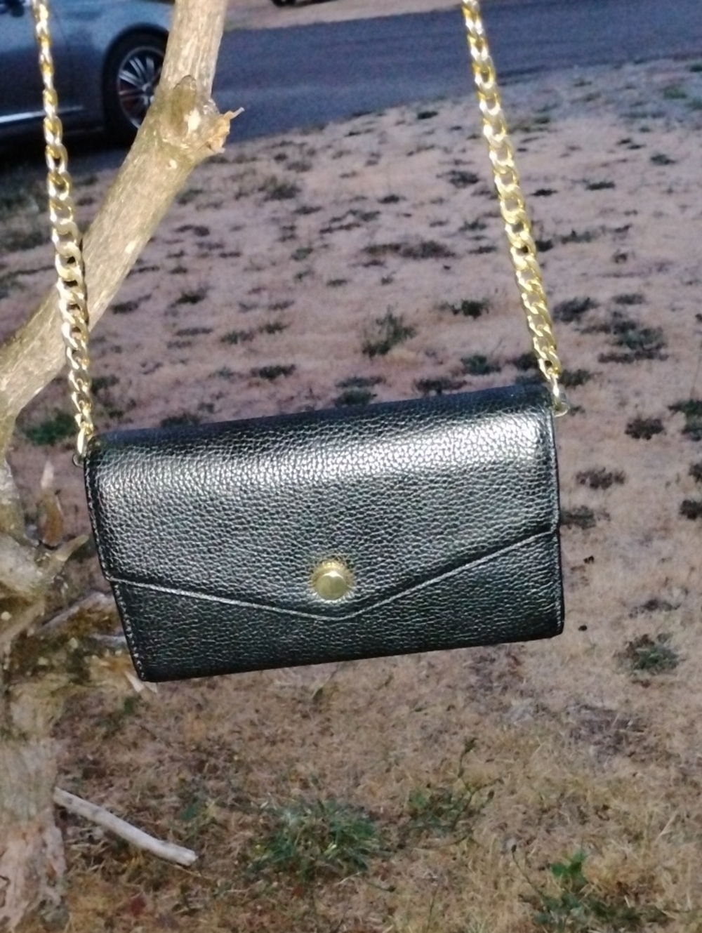 Stella & Max Black Crossbody with Gold Chain